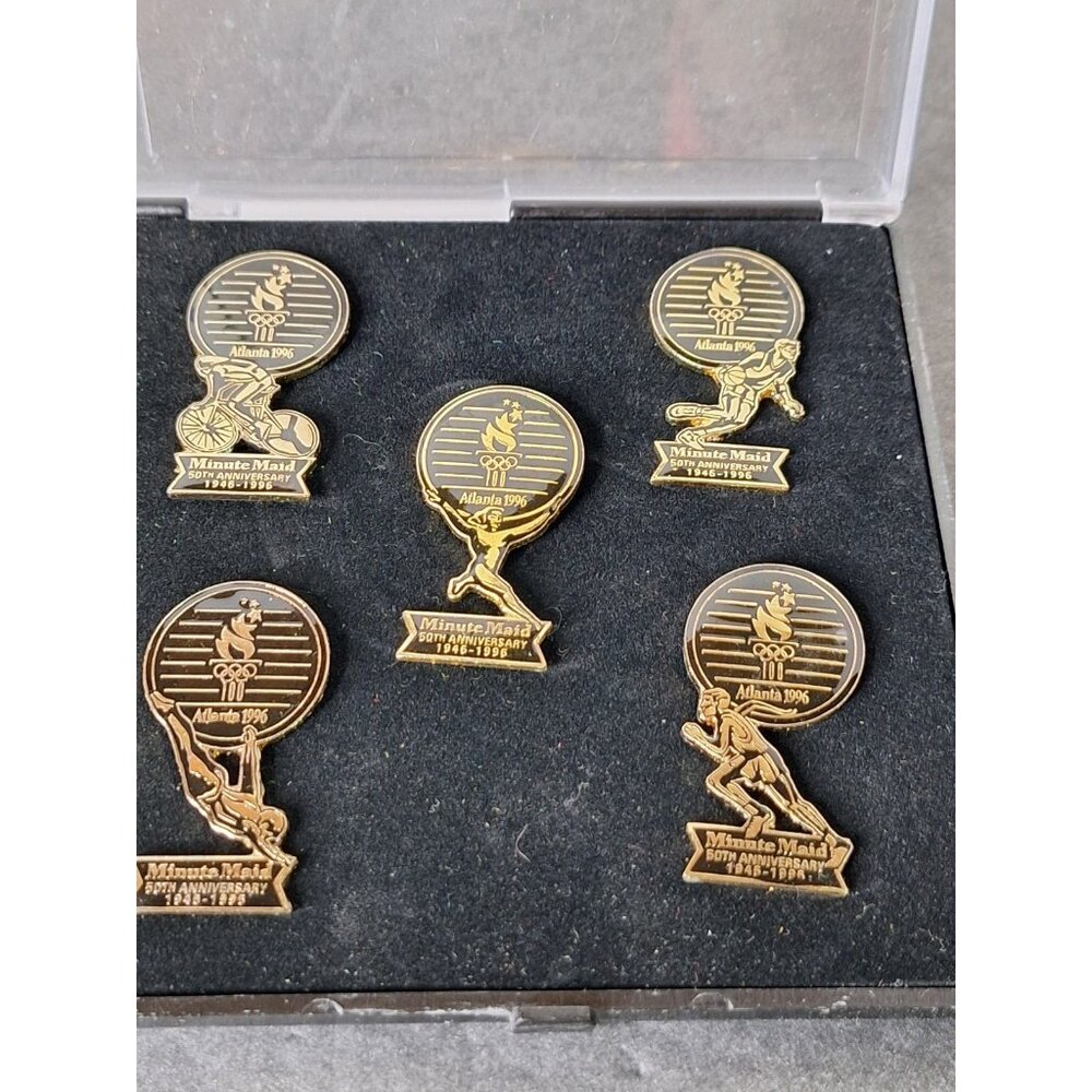 Minute Maid 50th Anniversary Atlanta 1996 Olympic Pin Set New - Picture 2 of 12